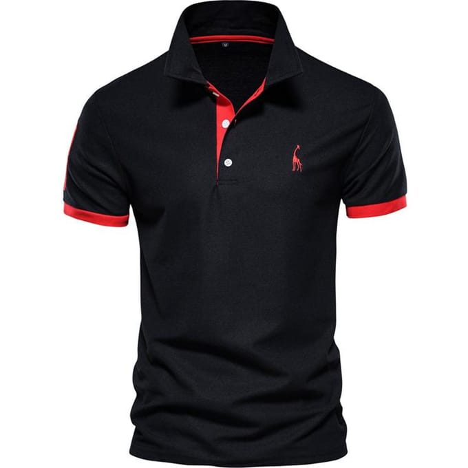 Heren Poloshirt met Borduurwerk van Herten Korte Mouw Judy Mesh Revers T-shirt Plenty S black