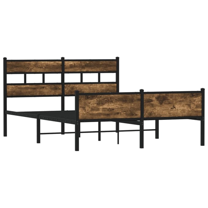 vidaXL - Bedframe - zonder - matras - hout - gerookt - eikenkleurig - 137x190 - cm