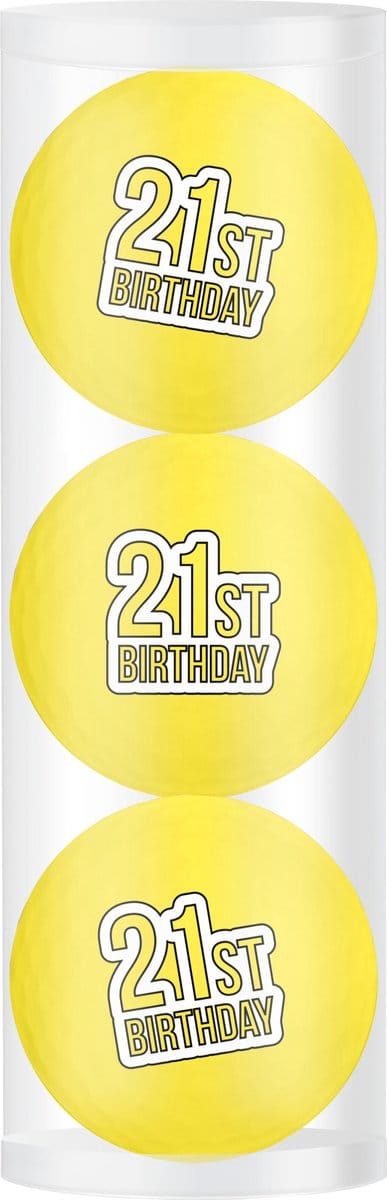 Golfpresentjes-3 Golfballen 21 jaar happy birthday-Golfcadeau-Golfgadget-Golfballen-Golfer-Golfaccessoires