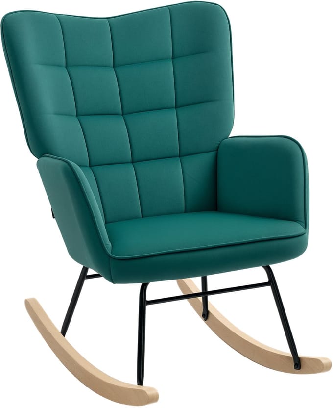 HOMCOM-Schommelstoel-Velous-71x98x101cm-Donkergroen