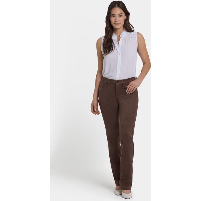 Marilyn Rechte Broek in Stretch Nepleer | Koffieboon