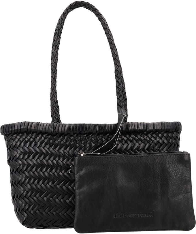 Hide & Stitches Amazone Shopper - Schoudertas - Gevlochten - Leer - Medium - Leren Dames Tas - Zwart
