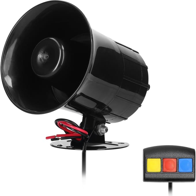 3-Tone Autohoorn 110dB Elektrische Hoorn Luidspreker Veiligheidswaarschuwing Alarm 12.0V met Controller voor Auto black