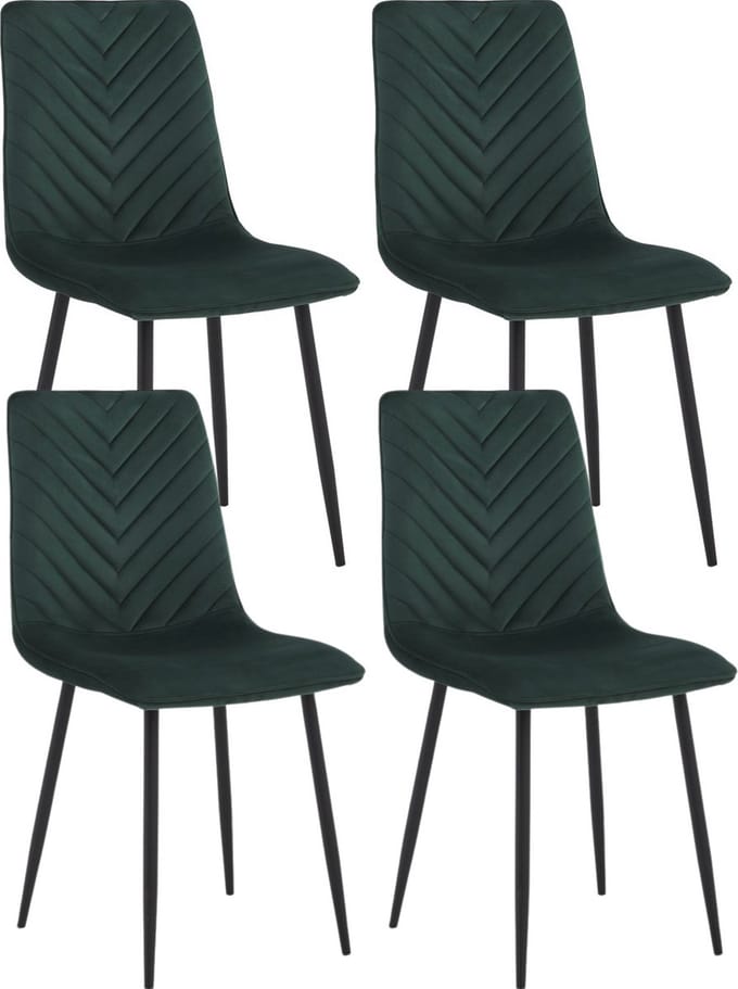 Colenis® - Senny Eetkamerstoel - Set Van 4 - Groen - Fluweel - Industrieel - Eetkamerstoelen