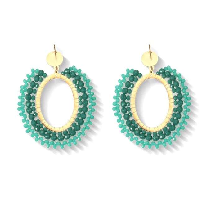 Oorbellen ovaal groen - waterproof - statement oorbellen