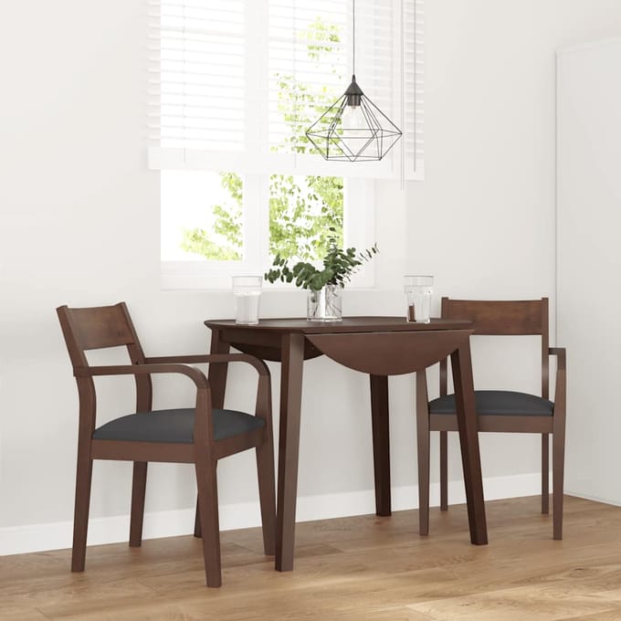vidaXL - Eetkamerstoelen - met - kussens - 2 - st - massief - hout - rubber - bruin