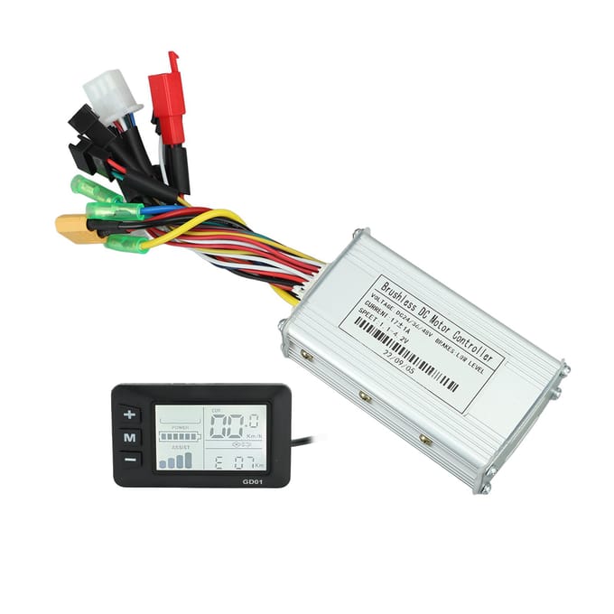 24V 36V 48V 250W ?Kit de contrôleur de moteur sans balais à onde sinusoïdale tri-mode 350 W 17 A avec écran LCD black