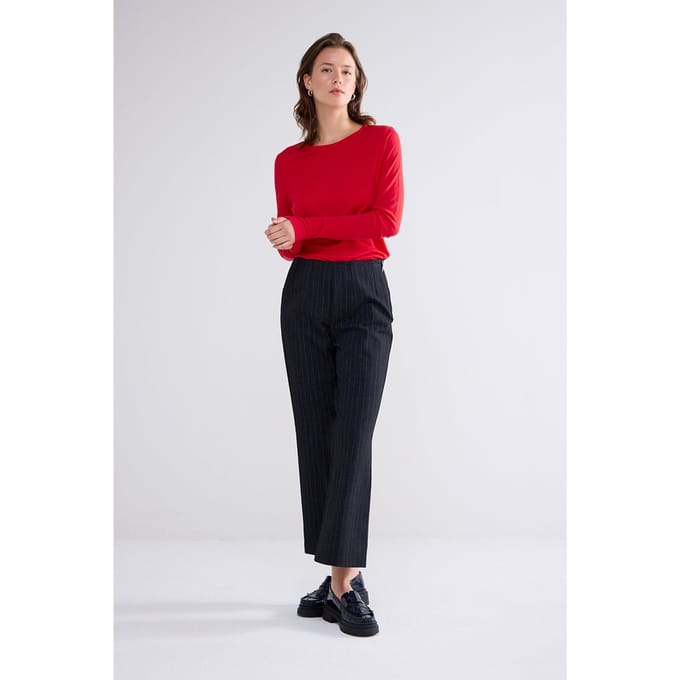 Summum Woman Round Neck Top Lyocell Wool Basics True Red Größe: M | Longsleeves Outlet | Damen | Rot