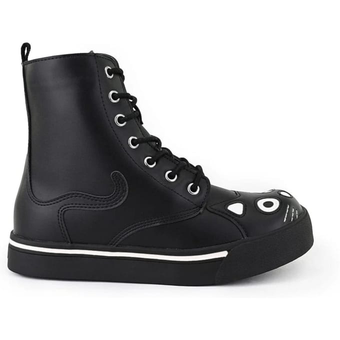 TUK Kitty zwarte combat sneakerlaarzen van imitatieleer voor dames - A6570L