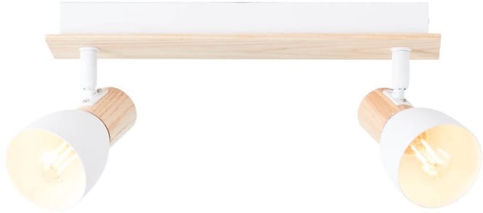 Brilliant Daintree 2-vlams barspot wit/naturel, metaal/hout, 2x D45, E14, 28W