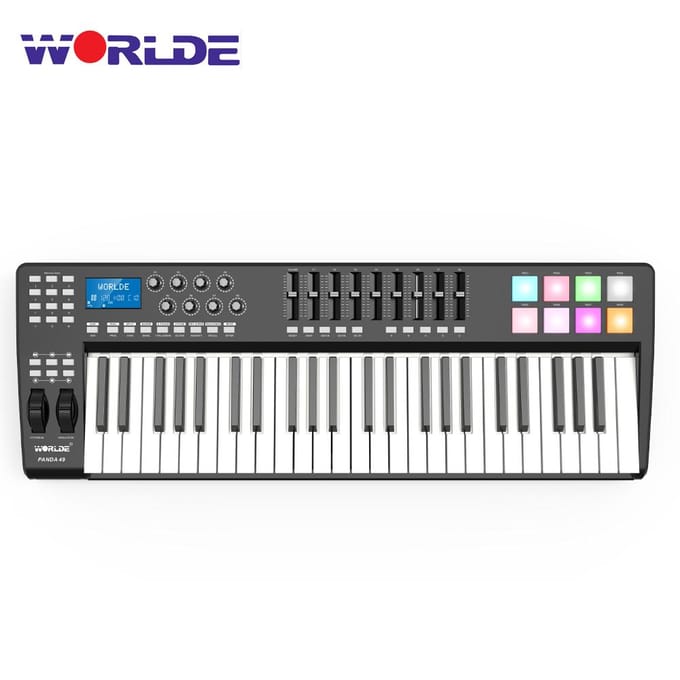 WORLDE PANDA49 draagbare 49-toetsen USB MIDI-toetsenbordcontroller 8 RGB kleurrijke triggerpads met achtergrondverlichting gray