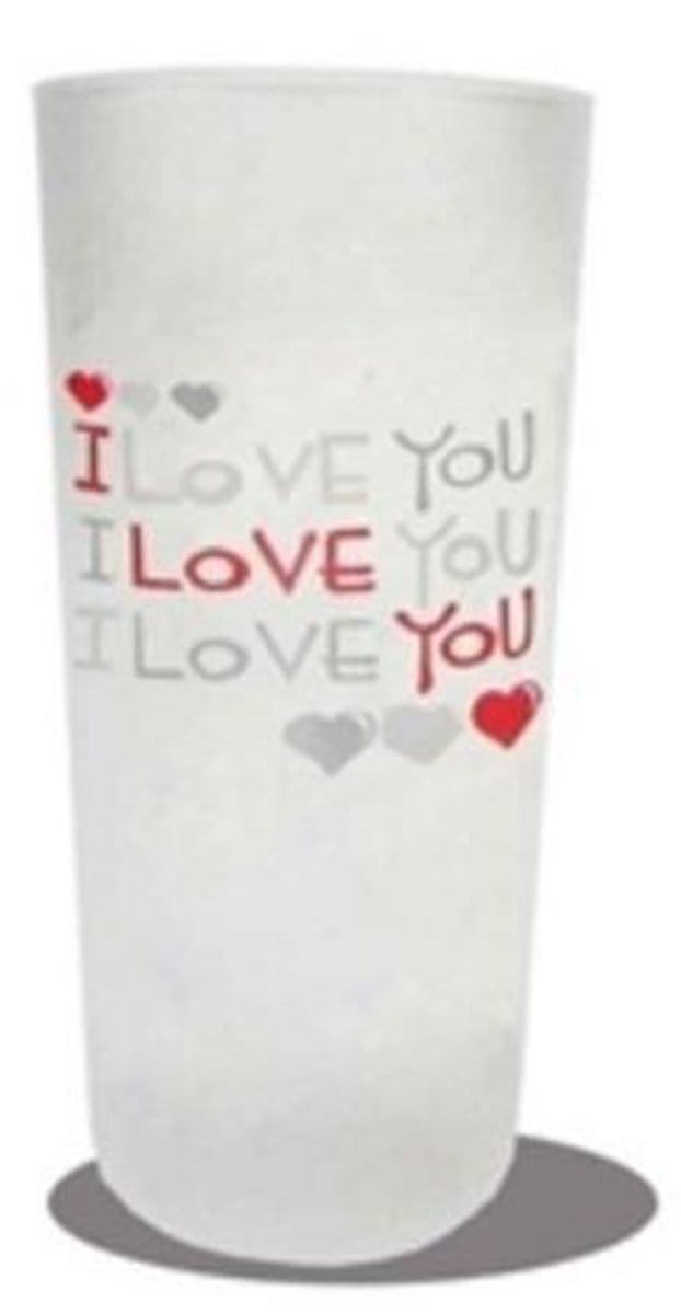 glas I love you grijs-rood