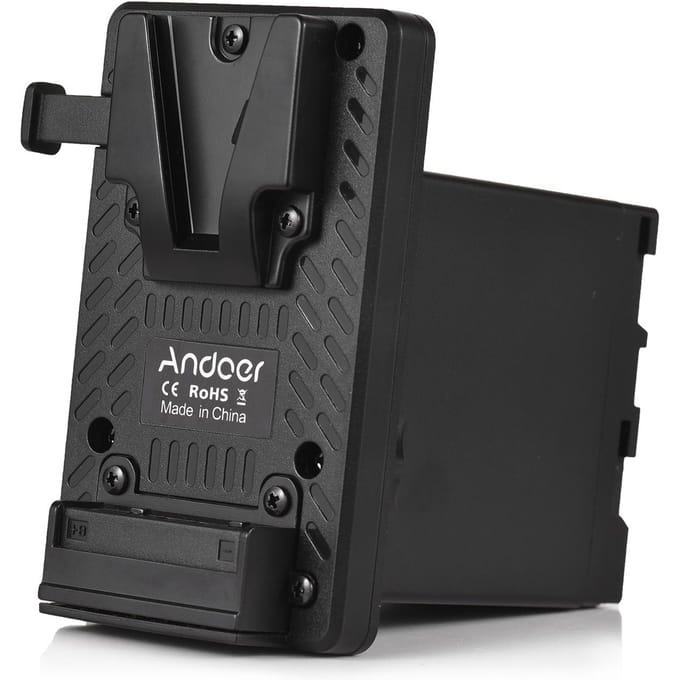 Andoer V-Lock V-mount batterijplaat op BP-U dummy-batterijadapter Ingebouwde batterijdecodeerchip zwart