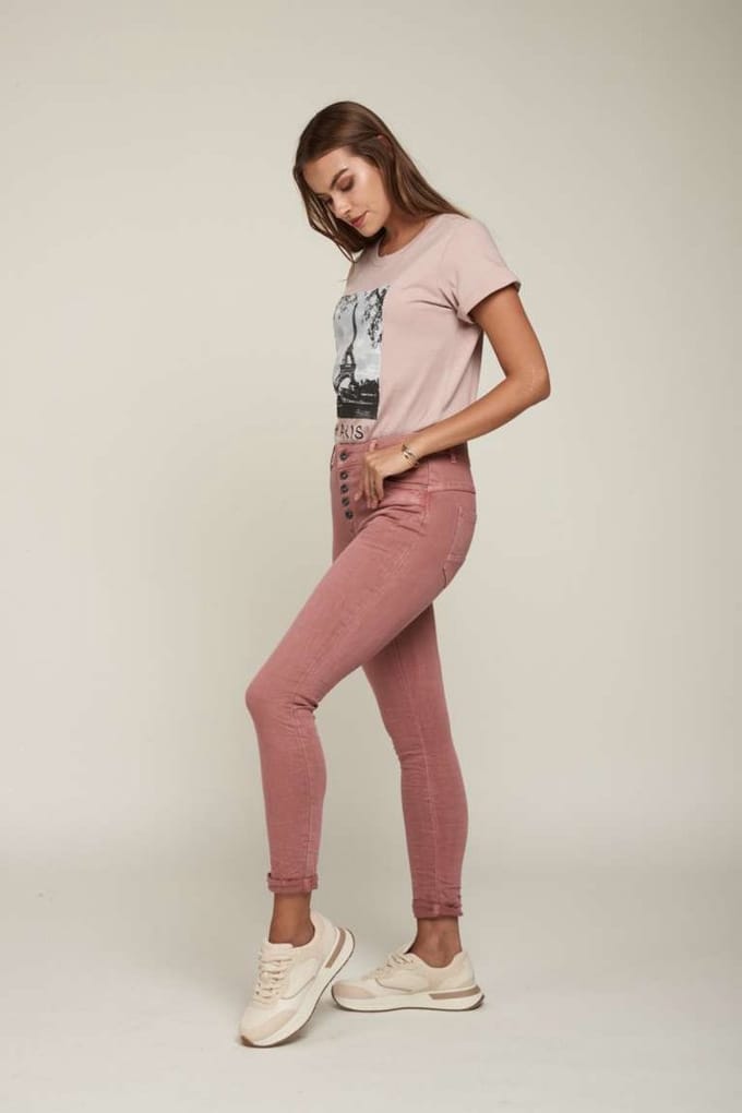 Broek Toxik3 5 button slim fit oud roze
