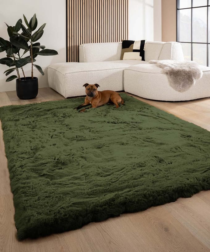 Fluffy vloerkleed - Comfy Deluxe olijfgroen 230x330
