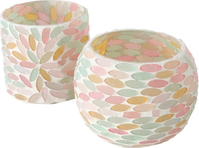 Boltze - -Theelichthouder - Waxinelichthouders - Set van 2 - Glas - meerkleurig - Edina - 8 cm