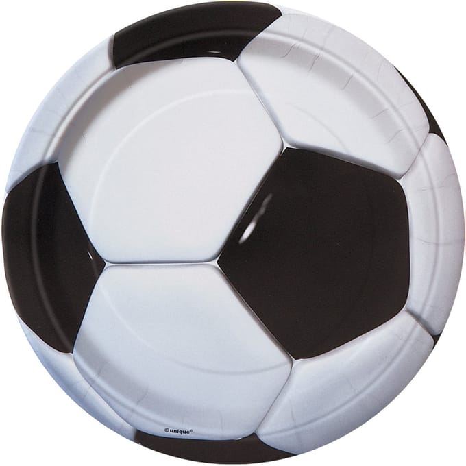 UNIQUE - 8 kleine voetbal kartonnen borden 18 cm 3D-bal