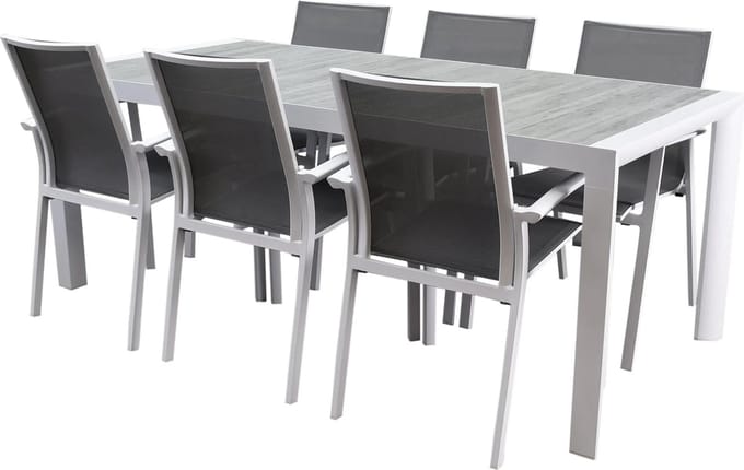 New Valley New Delhi dining tuinset 220x100x74,5 cm 7 delig wit