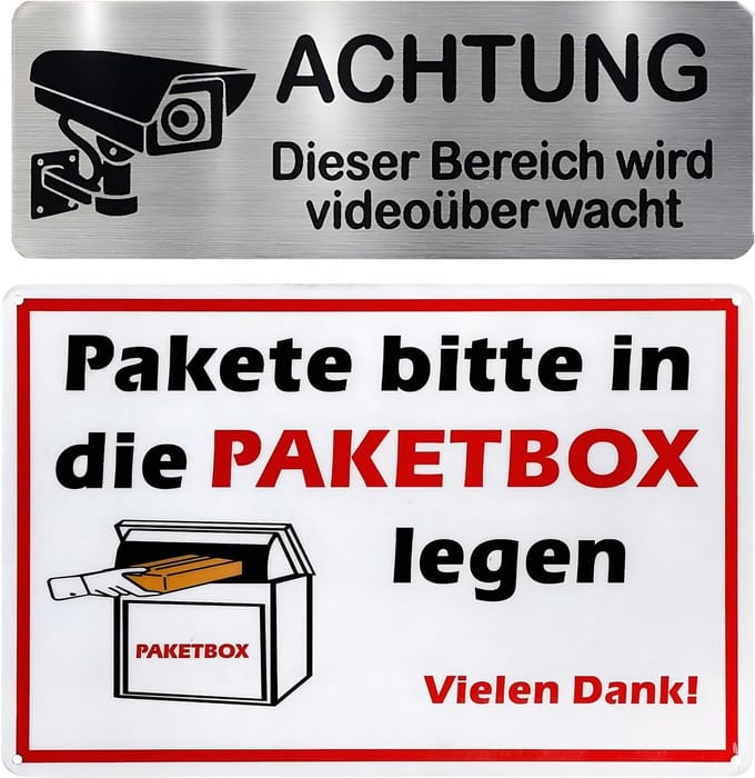 Set van 2 Stickers voor Cameratoezicht en Pakketbox Indicator