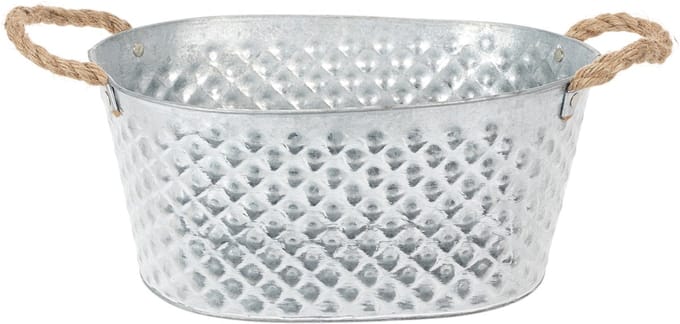 Grote ovale zinken schaal, 31 cm x 20 cm, H15 cm