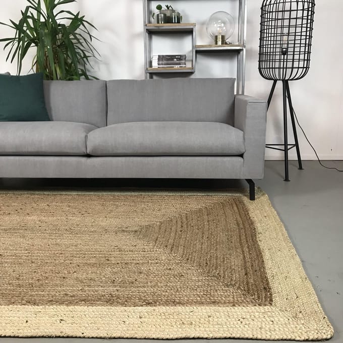 Jute Vloerkleed Rechthoek Naturel/Wit - 190 x 290 - (L)