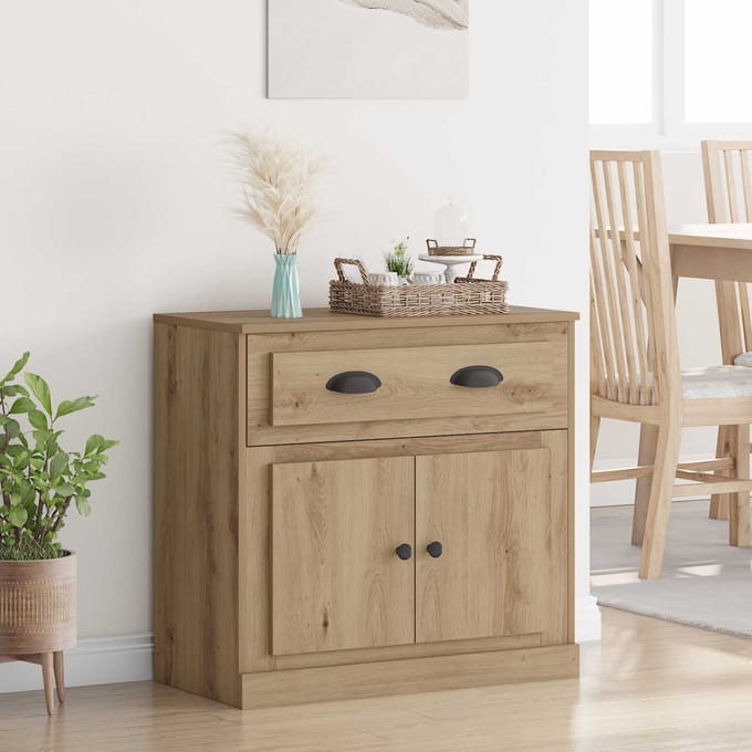 vidaXL - Highboard - Artisan - Eiken - 70 - x - 35,5 - x - 67,5 - cm - Bewerkt - hout