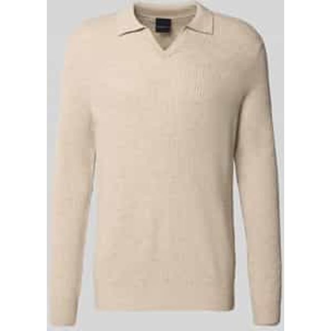 Regular fit gebreide pullover met polokraag van wolmix