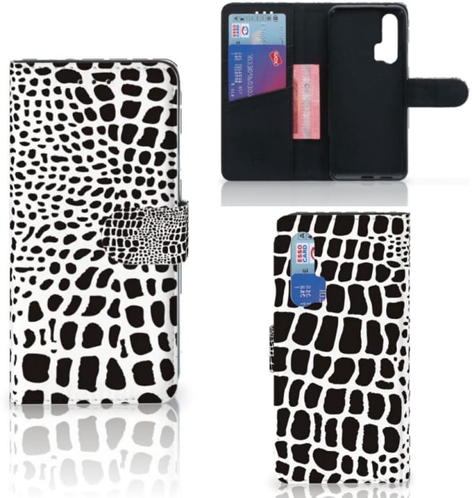 Book Case voor Honor 20 Pro Telefoonhoesje met Pasjes Slangenprint