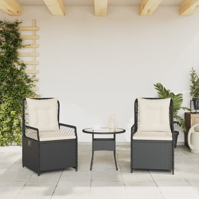 vidaXL - Tuinstoelen - 2 - st - verstelbaar - poly - rattan - zwart