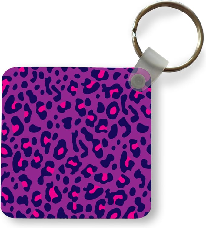 Sleutelhanger - Uitdeelcadeautjes - Panterprint - Paars - Roze - Plastic