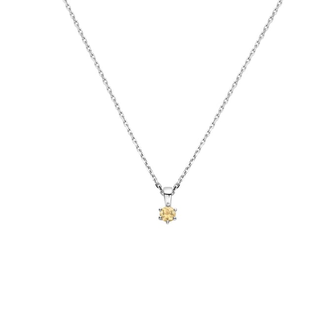 Collier Met Geboortesteen 41 + 4 Cm Zilver Gerhodineerd