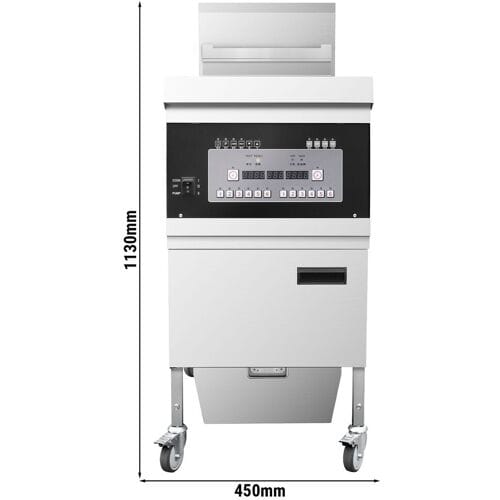 GGM Gastro Elektrische friteuse - 26 liter - 14,2 kW - digitale bediening - met oliefiltersysteem zilver