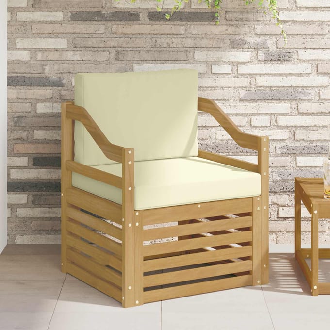 vidaXL - Buiten - bank - set - Polyester - Wit - en - crèmekleurig