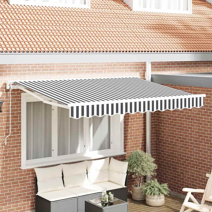 vidaXL - Zonnescherm - Frame - Antraciet - en - Wit - 350 - x - 200 - cm
