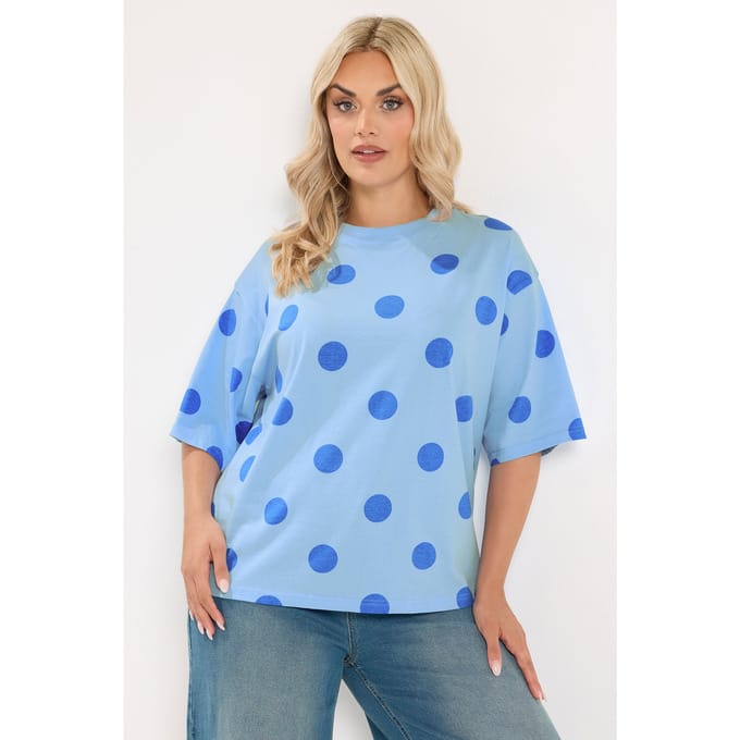 Limited Collection Blauw Tshirt Met Stippen Size 50-52