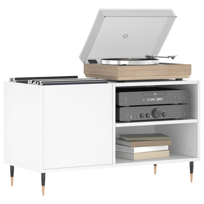 vidaXL - Platenkast - 85x38x48 - cm - bewerkt - hout - wit