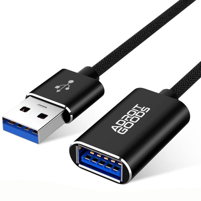 AdroitGoods Usb Verlengkabel 0,5 meter - USB 3.0 - 5GB/S - Zwart