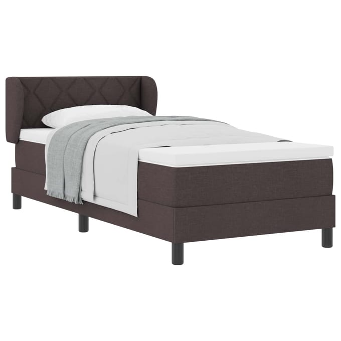 vidaXL - Boxspring - bed - met - hoofdeinde - Donkerbruin - 90 - x - 190 - cm - Stof