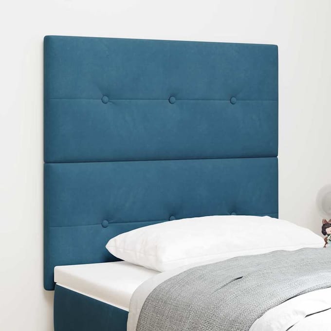 vidaXL - Hoofdbord - Donkerblauw - 90 - cm - Fluweel