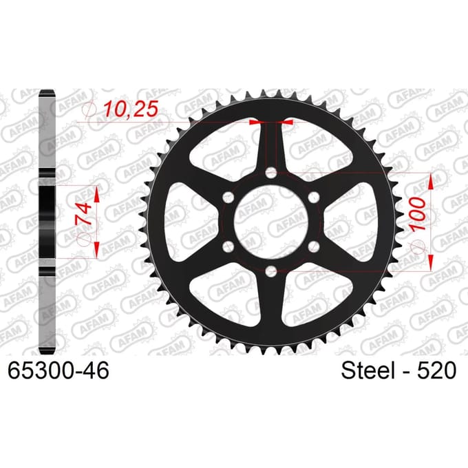 Stalen motortandwiel achteraan Afam 520 46 dents