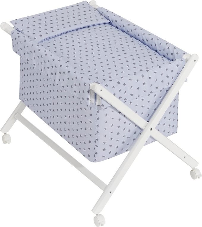 Interbaby Wieg Ster Junior 90 X 72 Cm Hout/katoen Blauw/wit