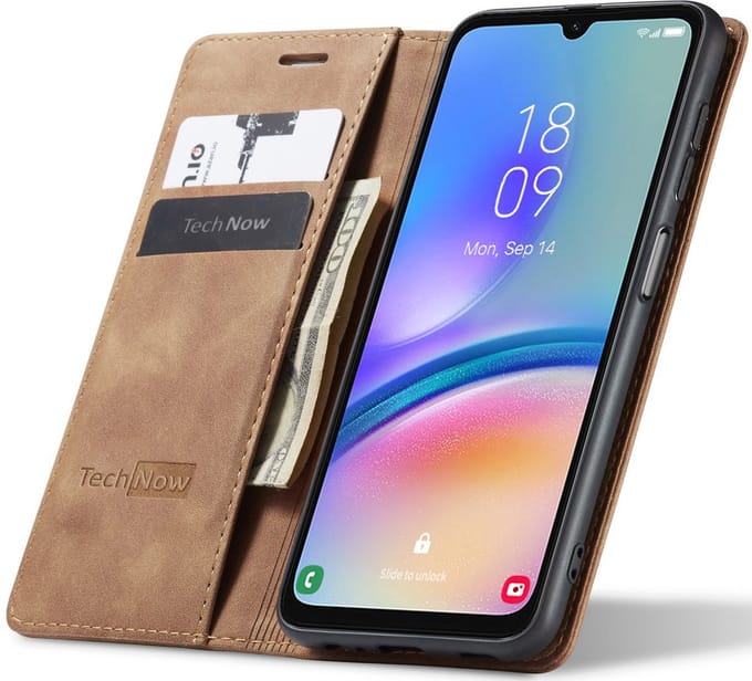 Hoesje geschikt voor Samsung Galaxy A05s - Book Case Leer Slimline Bruin