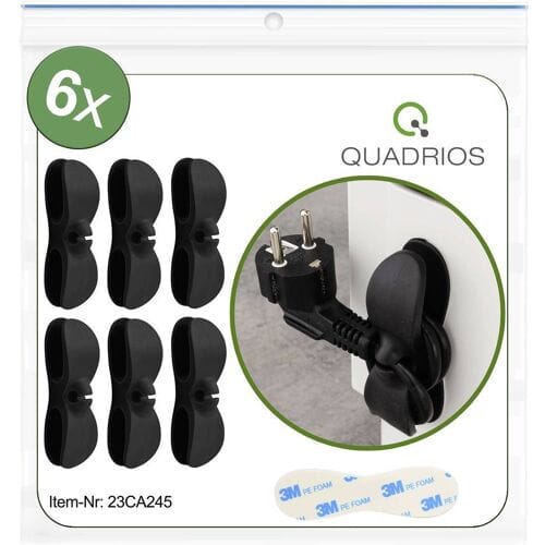 Quadrios 23CA245 Kabelhouder Zelfklevend 23CA245 Met acrylaatlijm Zwart 6 stuk(s)