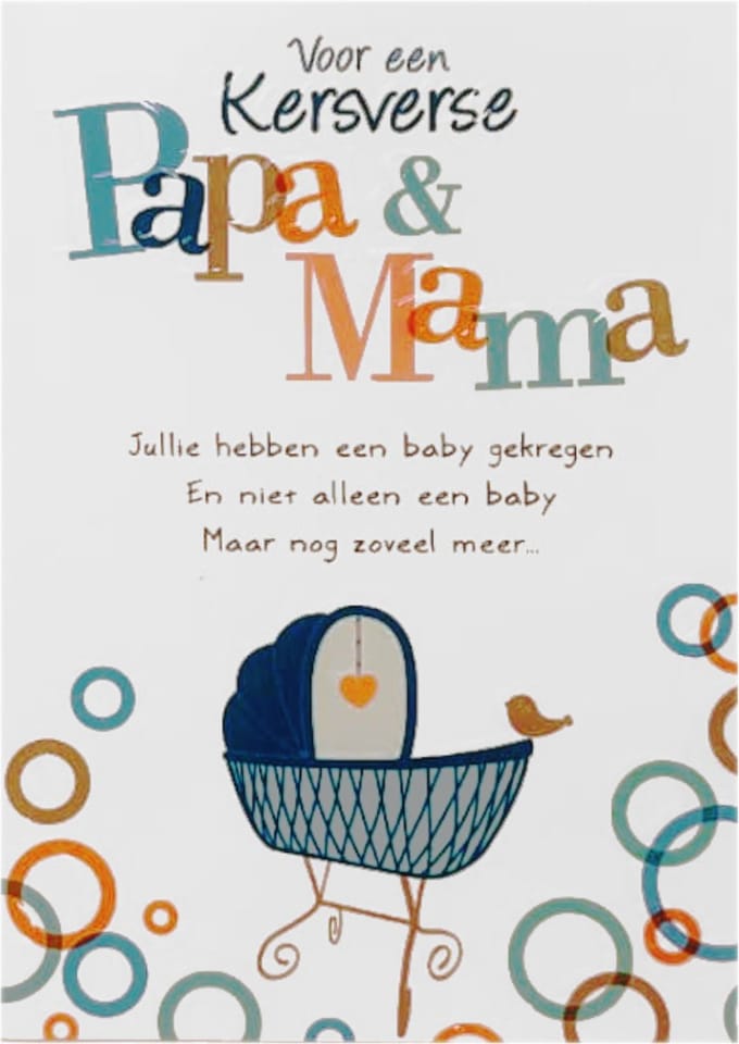 Wenskaart Kersverse papa & mama. Intense