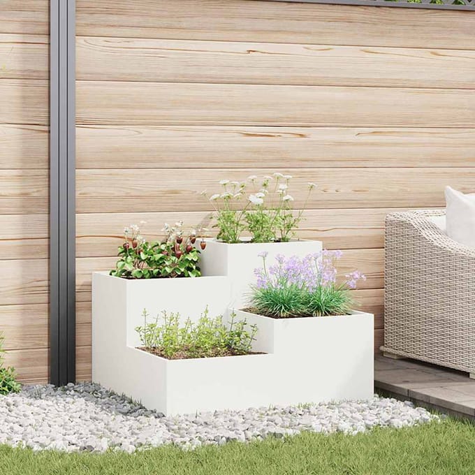 vidaXL Plantenbak Wit 100 x 100 x 60 cm Staal