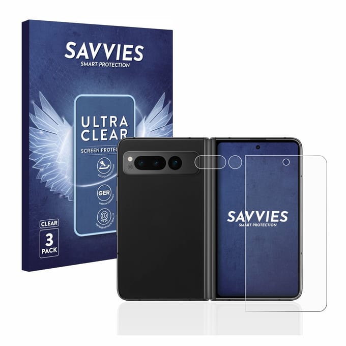 Savvies - Screenprotector voor Google Pixel Fold (Voor+Camera) - Folie Beschermfolie transparant 6 Stuks
