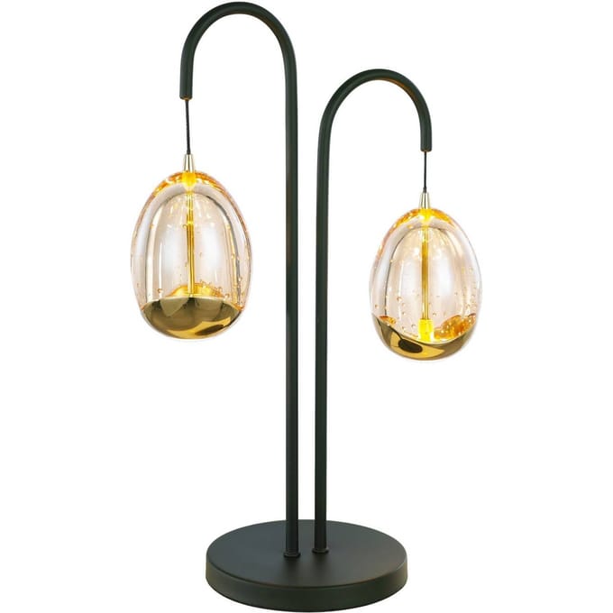 HighLight Golden Egg tafellamp zwart/oranje 45 cm 2-lamps metaal/glas