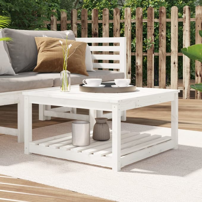 vidaXL - Tuintafel - 82,5x82,5x45 - cm - massief - grenenhout - wit