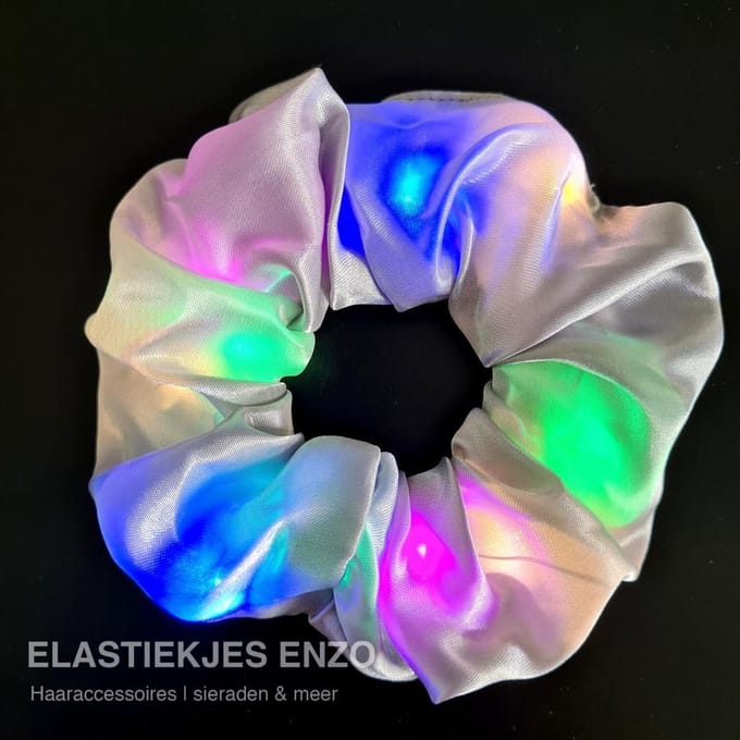 Scrunchie met Led lichtjes - Zilver - scrunchie led lights - stuk
