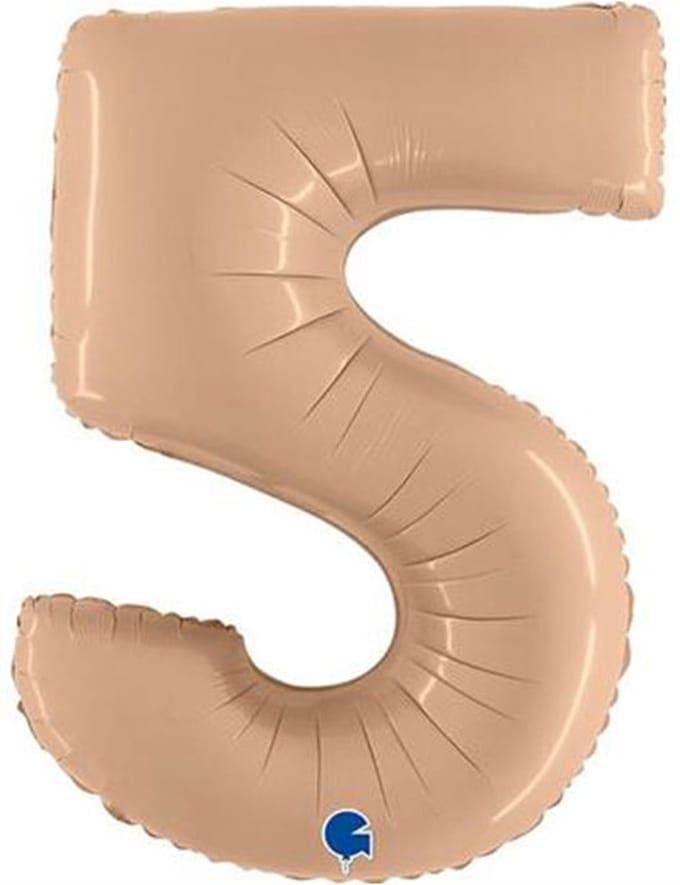 Folieballon Cijfer 5 Satin Nude - 100 cm